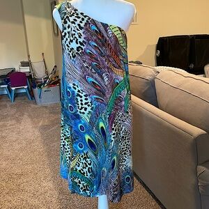 NWOT Boston Proper XS (fits more like a small) One shoulder animal print dress